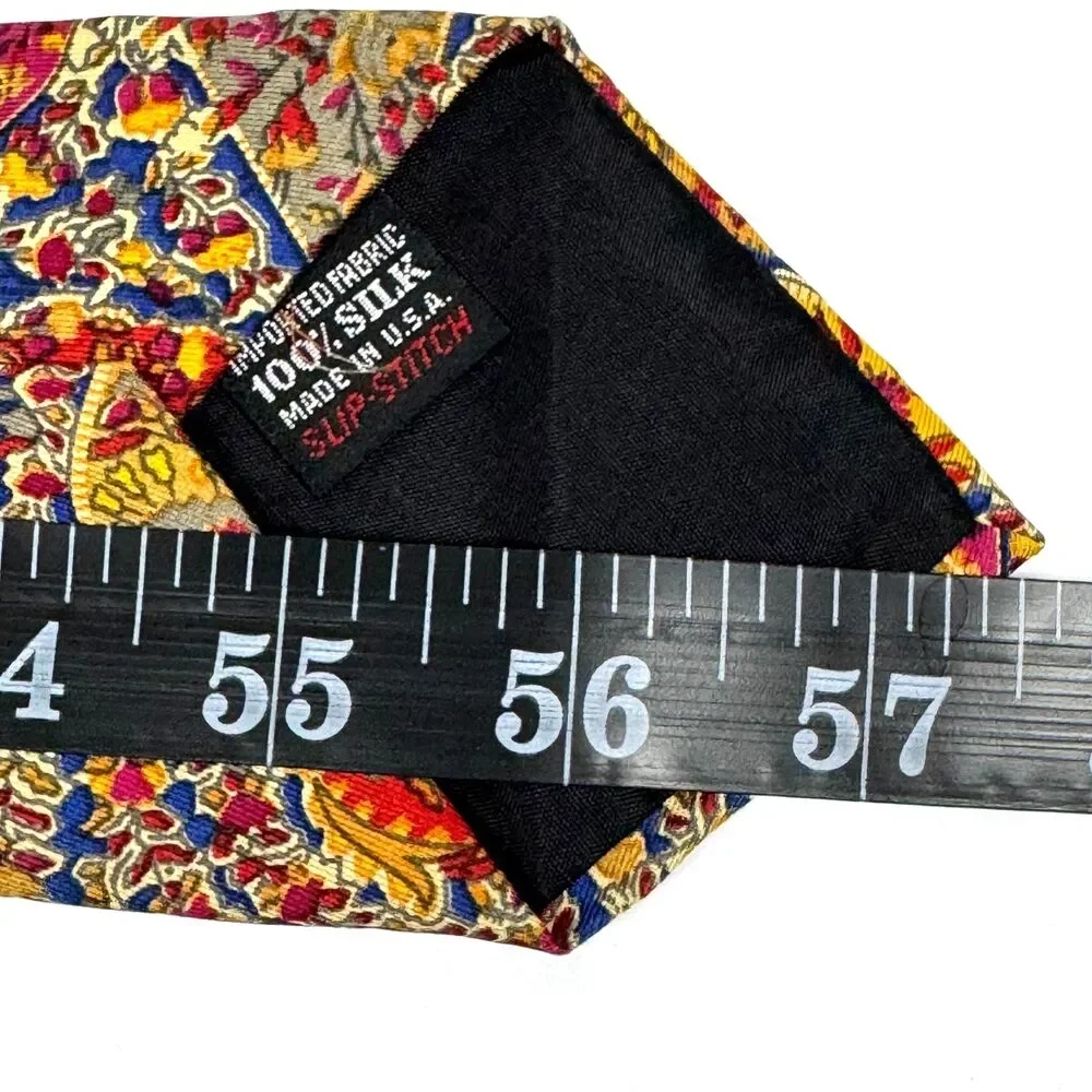 Vintage‎ Etro Silk Tie Paisley Baroque Multicolor Milano Italy Print Made in USA
